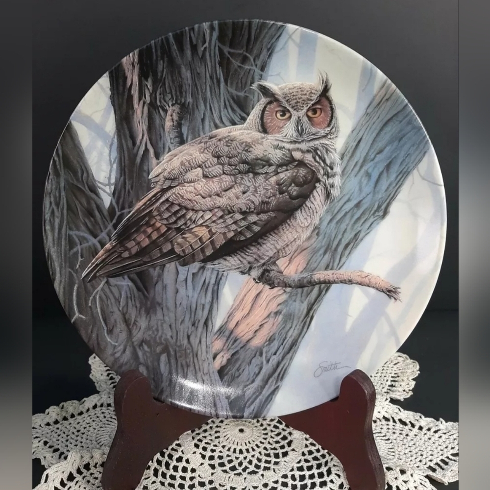 Owl Collector Plate 1988 The Great Horned Owl By Daniel Smith